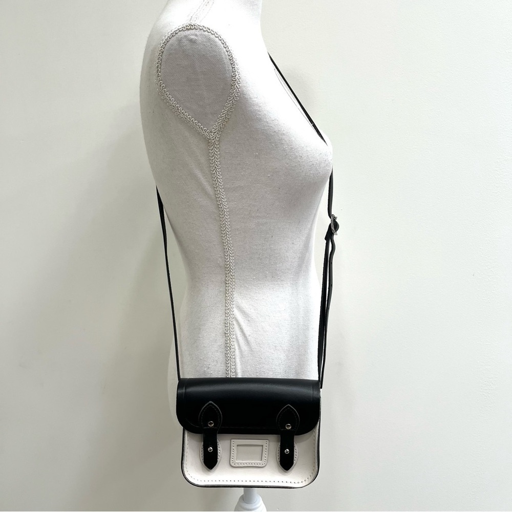 The Cambridge Satchel Company Black White Tiny Satchel Crossbody Leather